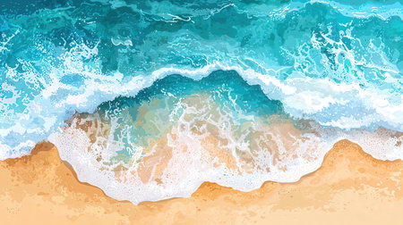 Sea wave on the sandy beach. Vector illustration for your design.の素材