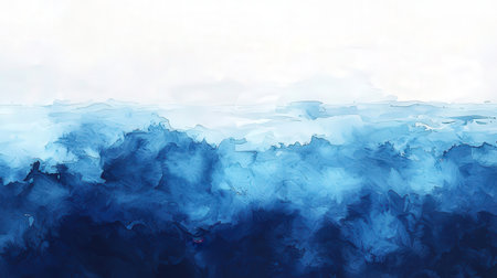 Abstract blue watercolor background for your design. Digital art painting.の素材