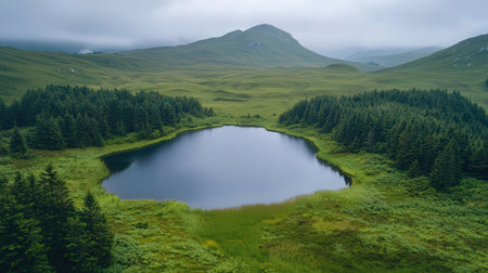 Beautiful mountain lake in the Carpathian mountains, Ukraine.の素材