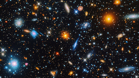 Stars of a planet and galaxy in a free space. 3d renderingの素材