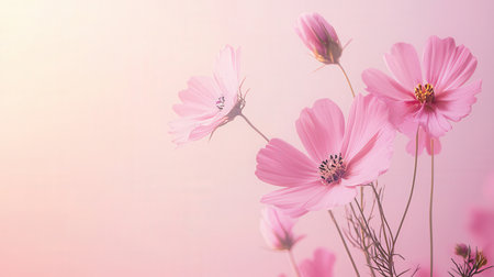 Cosmos flowers with soft pastel color and soft light background.の素材