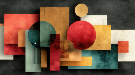 abstract geometric shapes on grunge background, digital art illustration.の素材