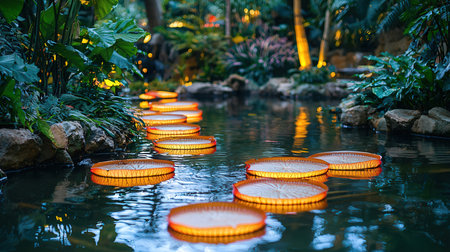 Water lily in the pond at night,Thai style.の素材