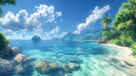 Beautiful beach at Seychelles - nature and travel backgroundの素材