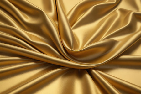 Smooth elegant golden silk or satin luxury cloth texture can use as abstract background. Luxurious background designの写真素材