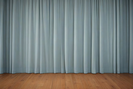 Curtains with wooden floor in a room. 3d renderの写真素材