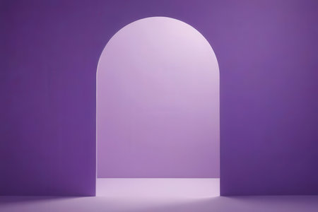 Purple room with arch. 3d rendering, 3d illustration.の写真素材