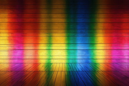 Colorful wooden wall background with space for your text or image.の写真素材