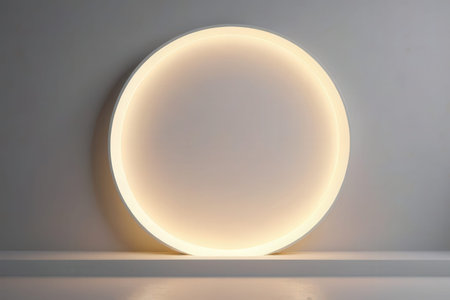 Luminous lamp on a white wall. 3d rendering.