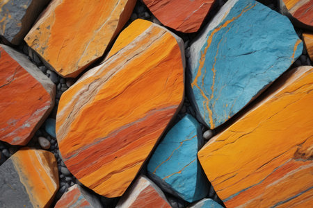 Colorful stone wall texture background. Closeup of colorful stone wall.の写真素材