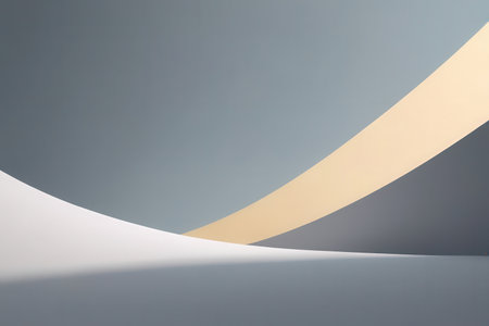 Abstract white and gray background with curved lines. 3d render illustrationの写真素材