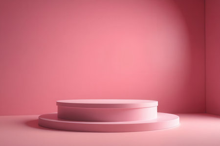 3d render of abstract minimal geometric forms. Pink podium for your design.の写真素材