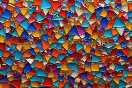 Colorful mosaic wall background. Close up of colorful mosaic wall.の写真素材