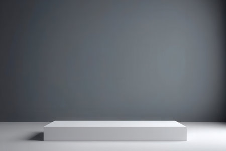 White podium on gray background. Mock up, 3D Renderingの写真素材