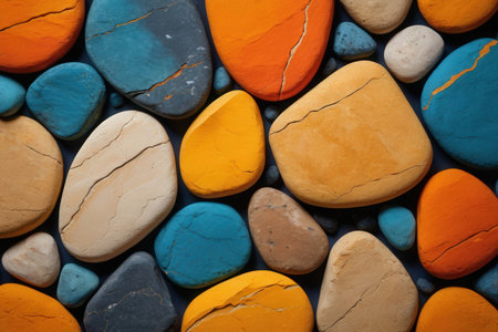 Colorful stone pebbles background. Colorful stones texture.の写真素材