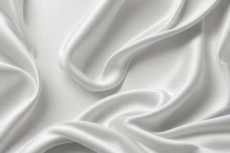 Closeup of rippled white silk fabric lines background. 3d render illustrationの写真素材