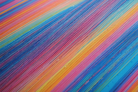 Colorful abstract background. Close-up of rainbow color threads.の写真素材