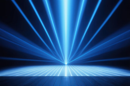 Abstract blue background with lights and rays. Disco club concept. 3D Renderingの写真素材