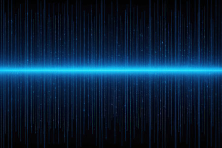 Blue glowing lines on a black background. Abstract background. 3d renderingの写真素材