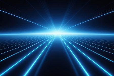abstract blue light rays on dark background. 3d rendered illustration