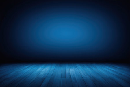 Blue empty room with wooden floor and wall. Empty room. Vector illustration.の写真素材