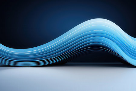 Abstract blue wavy background. 3d render illustration, mock upの写真素材