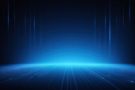 abstract blue background with glowing lines and space for text, vector illustrationの写真素材