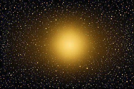 Gold glittering stars on a black background. Vector illustration for your designの写真素材