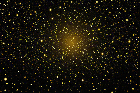 Gold glitter texture. Golden sparkles on black background. Vector illustration.の写真素材