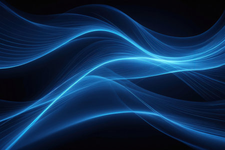 Abstract blue lines on a black background. Fractal art graphics.の写真素材