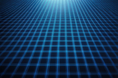 abstract blue background with grid and rays of light, vector illustrationの写真素材