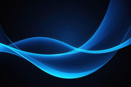 Abstract blue wavy lines on dark background. Vector abstract background.