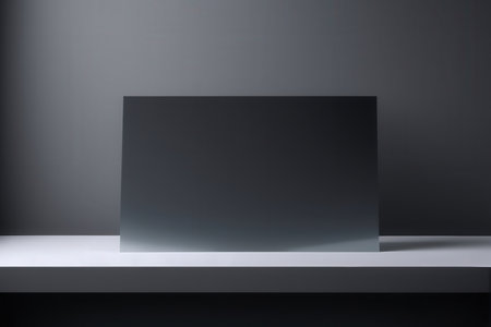 Blank black exhibition stand on gray background. 3d render illustrationの写真素材