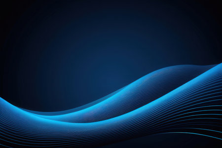Abstract blue wavy lines on dark blue background. Vector illustration.の写真素材