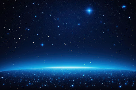 Planet Earth in space with stars and nebula. Vector illustration.の写真素材