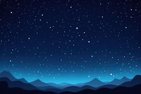 Night sky with stars and mountains background. Vector illustration for your designの写真素材