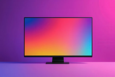 Lcd monitor with colorful gradient background. 3D Rendering.の写真素材