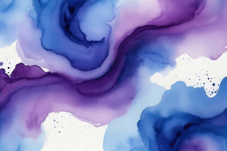Abstract blue and purple watercolor background. Alcohol ink painting texture.の写真素材