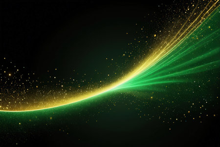 abstract green background with glowing lines and sparkles. vector illustrationの写真素材