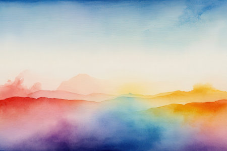 Abstract colorful watercolor painting on canvas background. Digital art painting.の写真素材