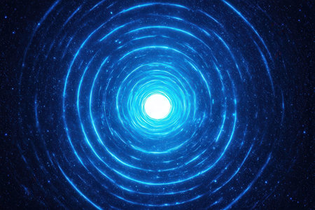 abstract blue circle background, computer generated abstract background, 3D renderingの写真素材
