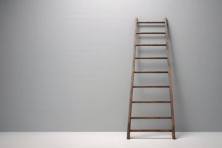 Ladder on a gray background.の写真素材