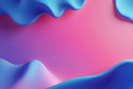 Abstract background with blue and pink waves. 3d rendering, 3d illustration.の写真素材