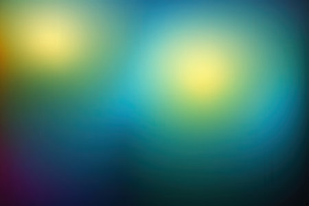 abstract background with blue and yellow bokeh defocused lightsの写真素材