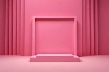 3d rendering of abstract geometric forms. Minimal scene with podium for mock up presentation.の写真素材