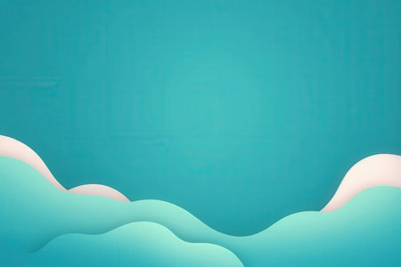 Abstract blue background with 3d paper cut clouds. Vector illustration.の写真素材
