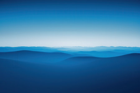 Mountain landscape with blue sky and white clouds. View from above.の素材