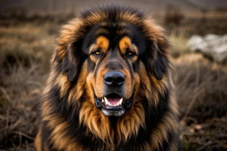 Portrait of a Tibetan Mastiff in the nature. Beautiful dog.の素材
