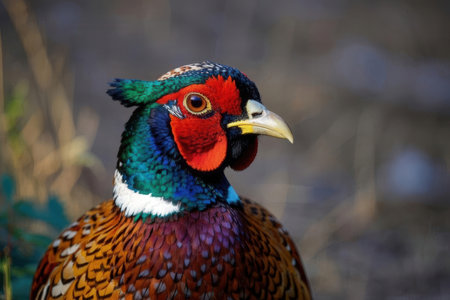 Portrait of a male pheasant (Phasianus colchicus)の素材