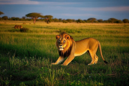 Lion in Maasai Mara National Park in Kenya, Africaの素材